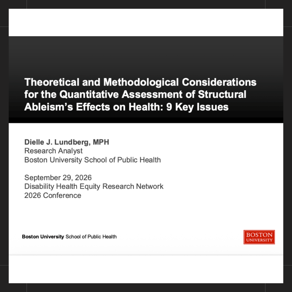 Theoretical and Methodological Considerations for the Quantitative Assessment of Structural Ableism’s Effects on Health: 9 Key&nbsp;Issues